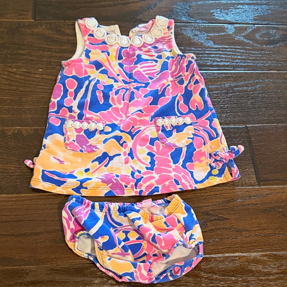 Adorable Lilly Pulitzer shift dress, knit material, size 12-18 months